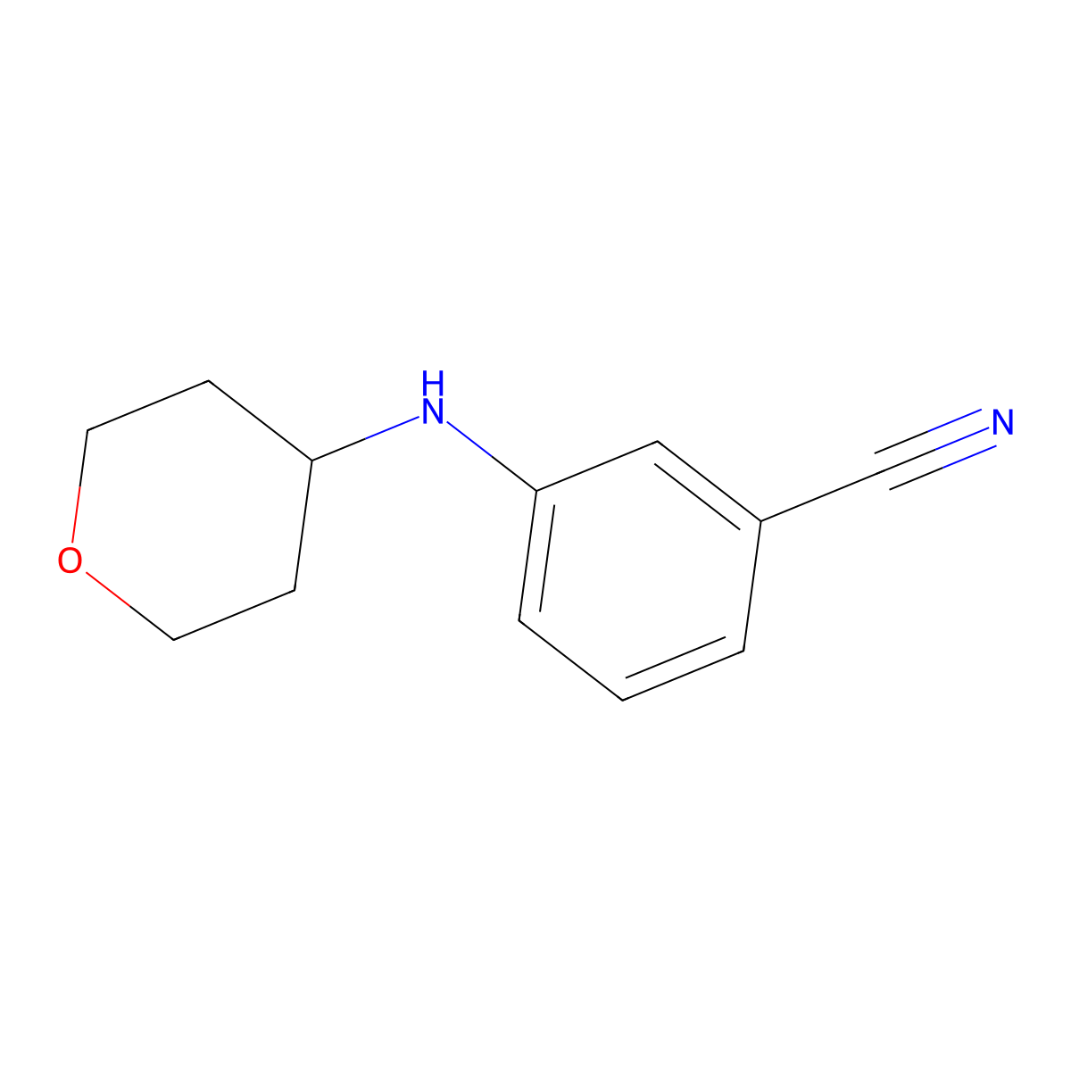 3-[(Oxan-4-yl)amino]benzonitrile molecular structure, CAS 1157008-70-2