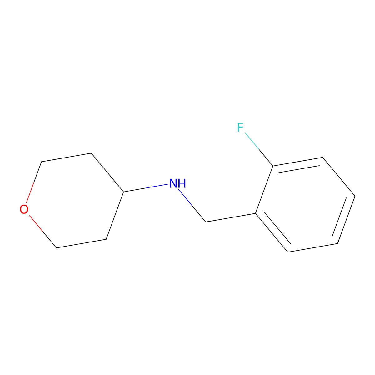 N-[(2-fluorophenyl)methyl]oxan-4-amine molecular structure, CAS 1157009-10-3