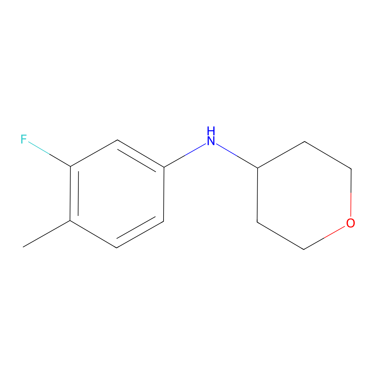 N-(3-fluoro-4-methylphenyl)oxan-4-amine molecular structure, CAS 1157009-42-1
