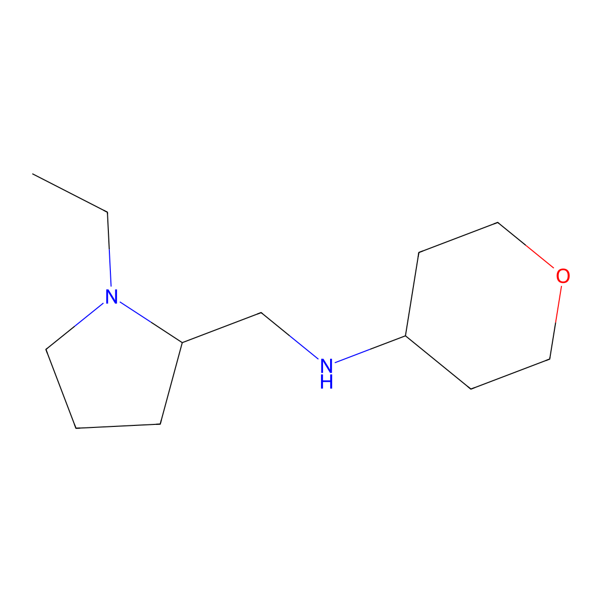 N-[(1-ethylpyrrolidin-2-yl)methyl]oxan-4-amine molecular structure, CAS 1157009-60-3