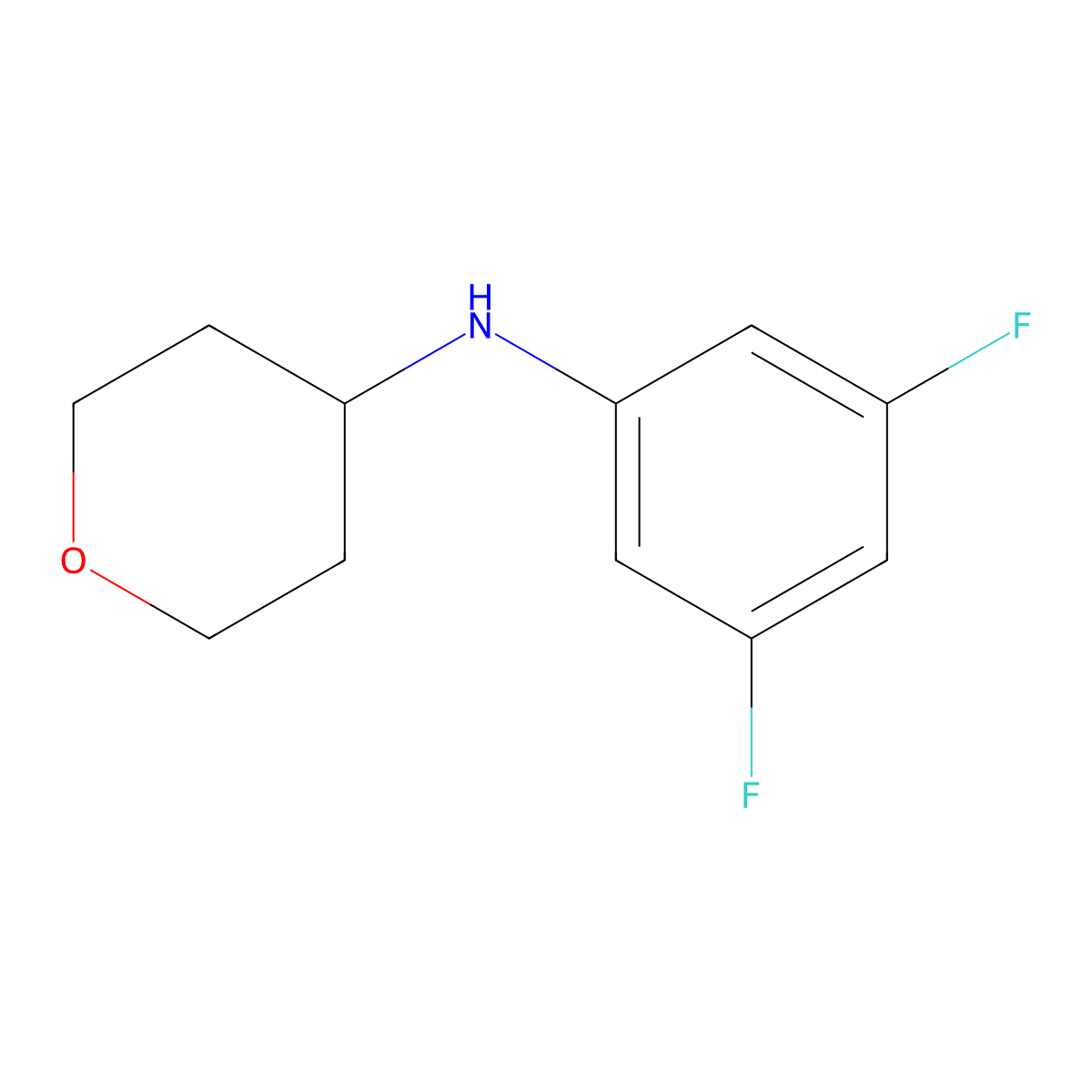 N-(3,5-difluorophenyl)oxan-4-amine molecular structure, CAS 1157009-62-5