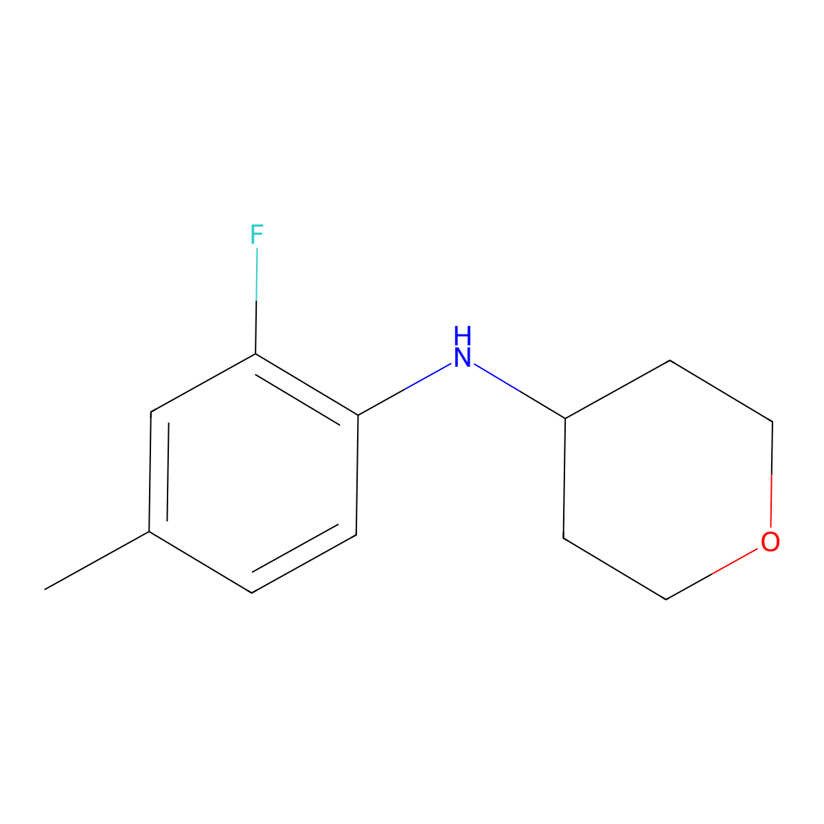 N-(2-fluoro-4-methylphenyl)oxan-4-amine molecular structure, CAS 1157009-65-8
