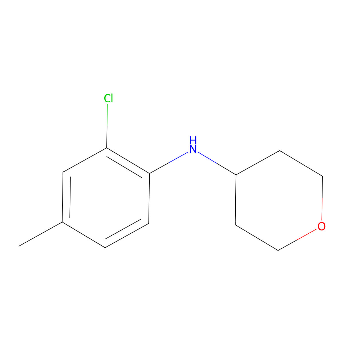 N-(2-chloro-4-methylphenyl)oxan-4-amine molecular structure, CAS 1157009-89-6