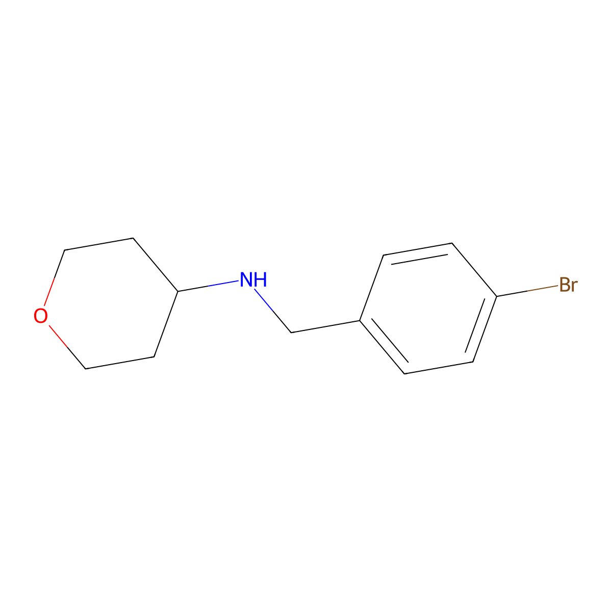 N-[(4-bromophenyl)methyl]oxan-4-amine molecular structure, CAS 1157010-00-8