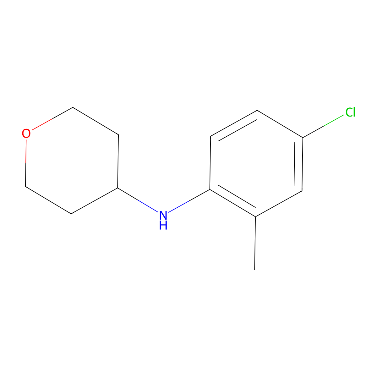 N-(4-chloro-2-methylphenyl)oxan-4-amine molecular structure, CAS 1157010-35-9