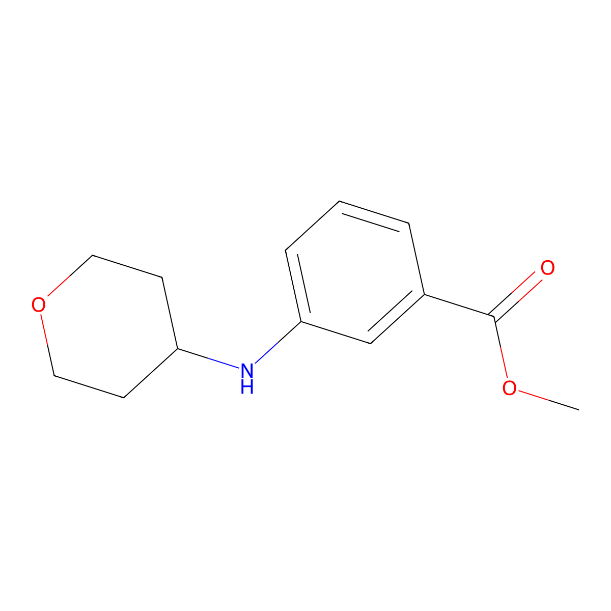 Methyl 3-((tetrahydro-2H-pyran-4-yl)amino)benzoate molecular structure, CAS 1157010-61-1