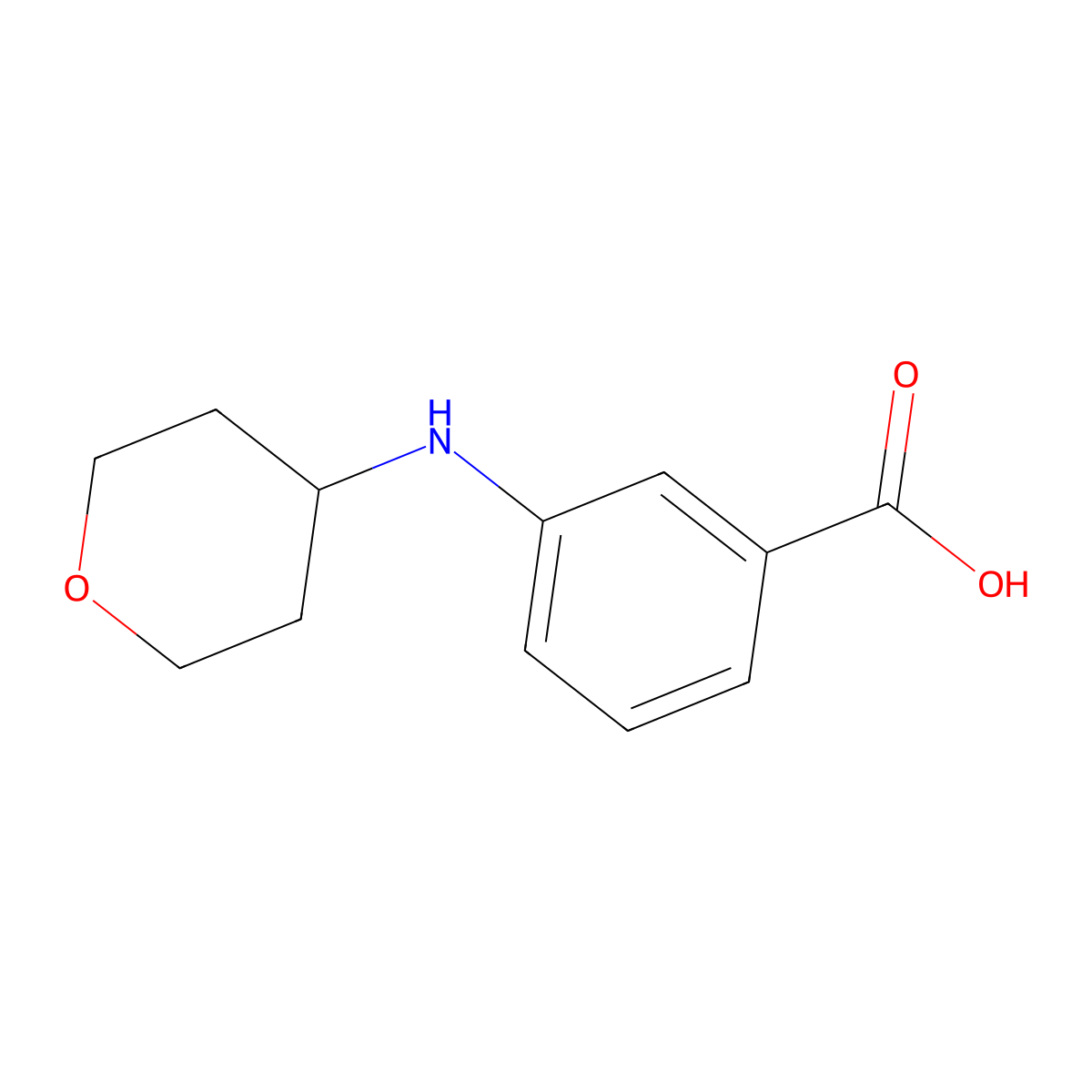 3-((Tetrahydro-2H-pyran-4-yl)amino)benzoic acid molecular structure, CAS 1157010-71-3