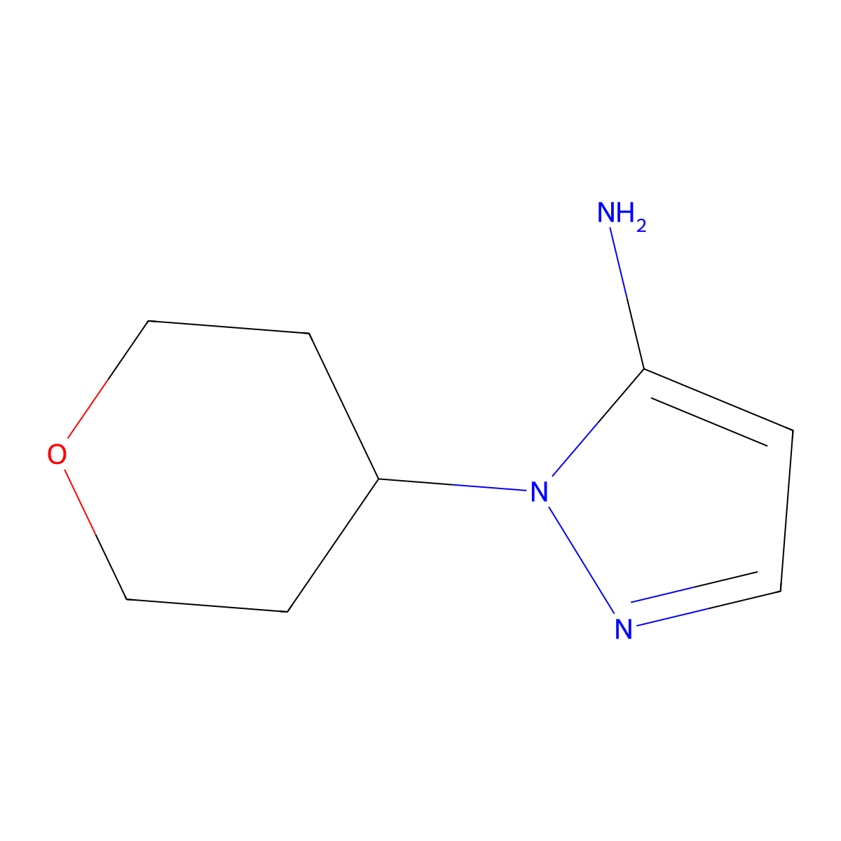 1-(tetrahydro-2H-pyran-4-yl)-1H-pyrazol-5-amine molecular structure, CAS 1157012-67-3