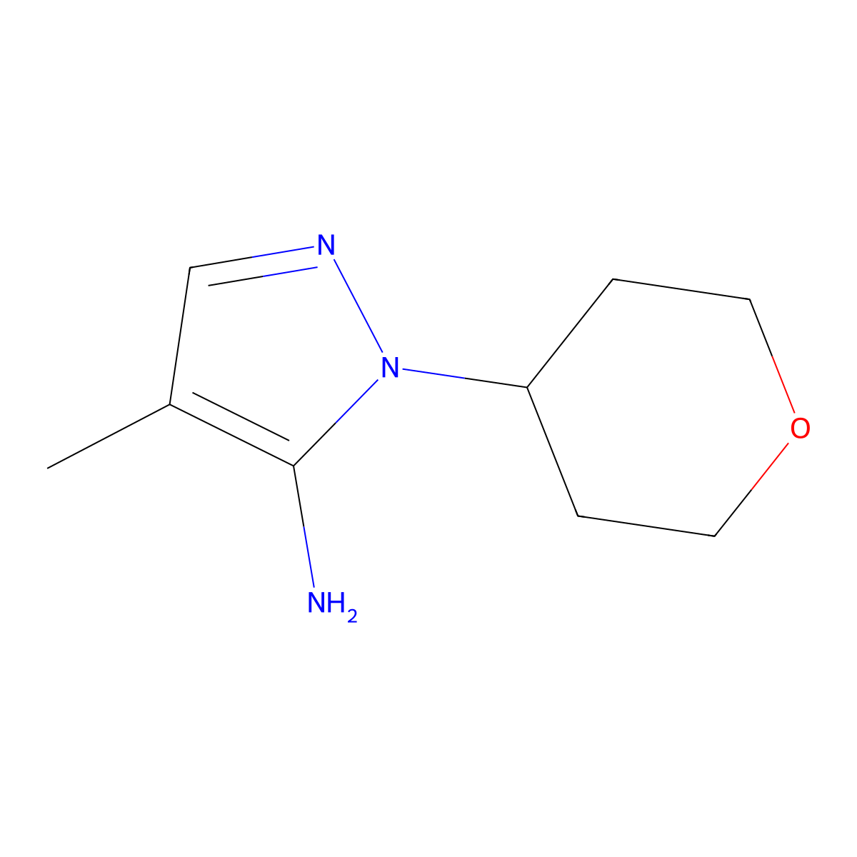 4-Methyl-1-(oxan-4-yl)-1H-pyrazol-5-amine molecular structure, CAS 1157012-73-1
