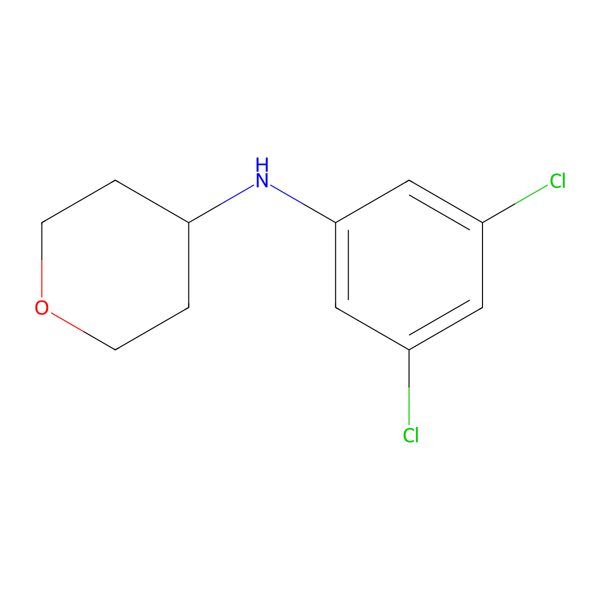 N-(3,5-dichlorophenyl)oxan-4-amine molecular structure, CAS 1157013-24-5