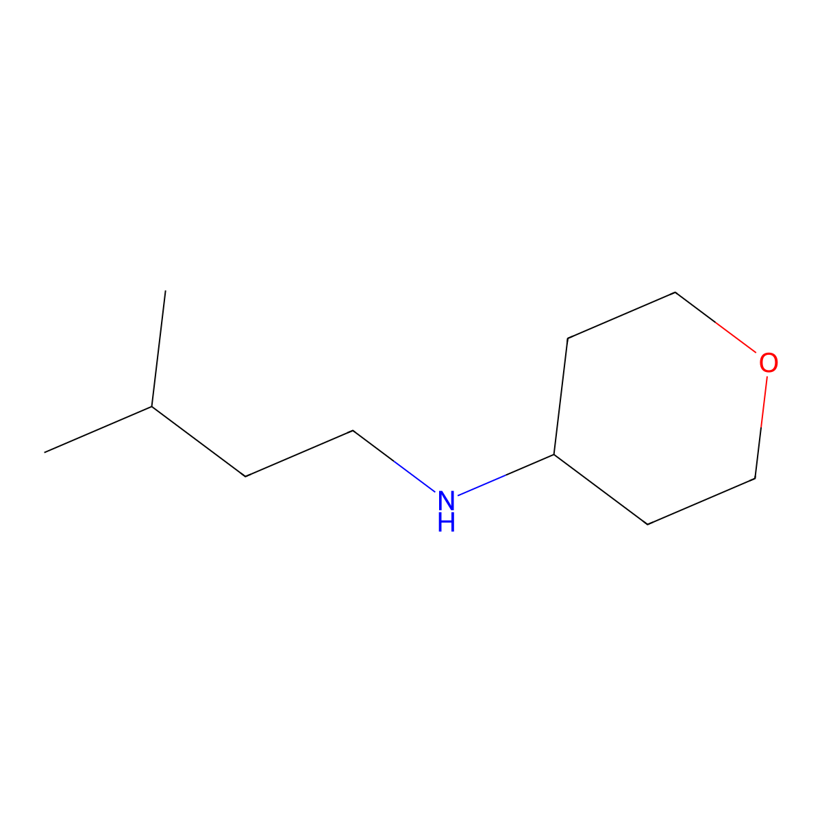 N-(3-methylbutyl)oxan-4-amine molecular structure, CAS 1157013-31-4