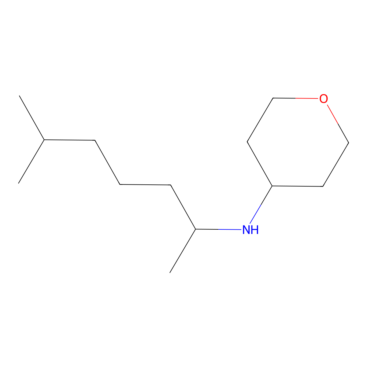 N-(6-methylheptan-2-yl)oxan-4-amine molecular structure, CAS 1157014-65-7