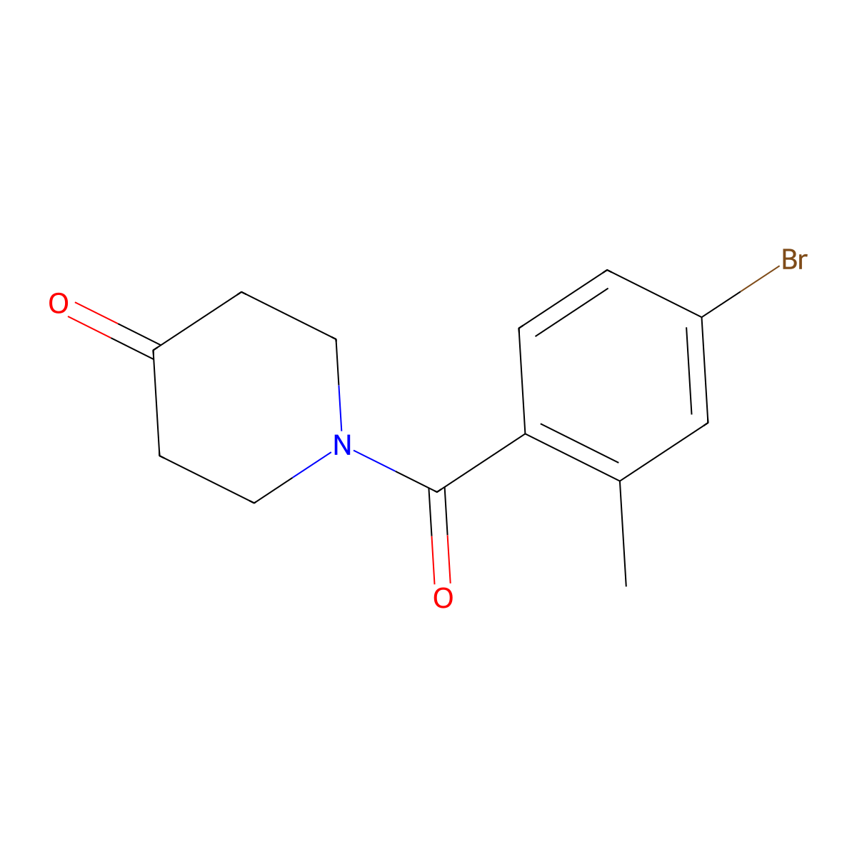 1-(4-Bromo-2-methylbenzoyl)piperidin-4-one molecular structure, CAS 1157019-81-2