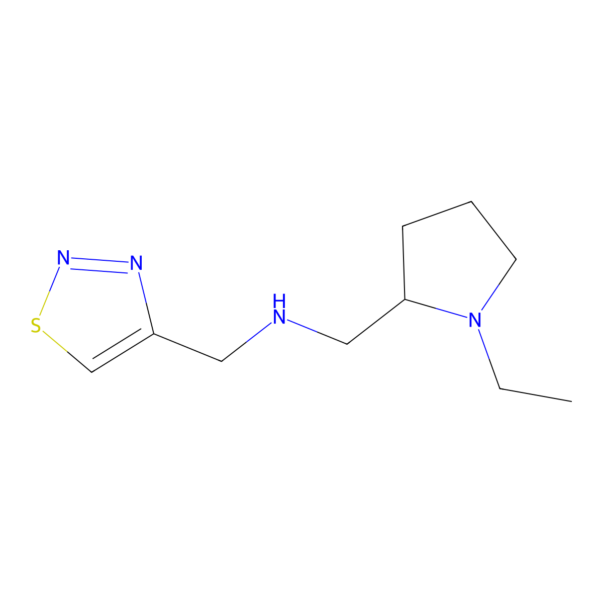 [(1-Ethylpyrrolidin-2-yl)methyl][(1,2,3-thiadiazol-4-yl)methyl]amine molecular structure, CAS 1157056-22-8
