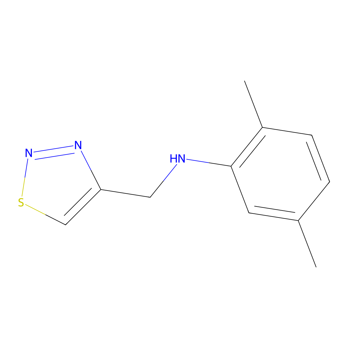 2,5-dimethyl-N-[(1,2,3-thiadiazol-4-yl)methyl]aniline molecular structure, CAS 1157057-20-9