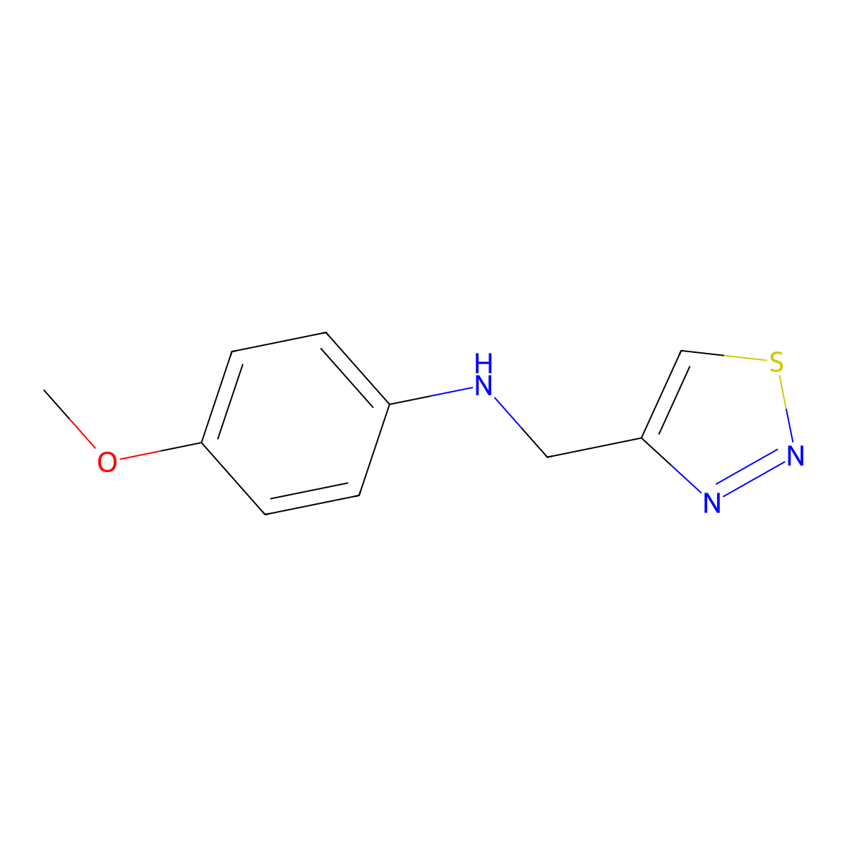 4-methoxy-N-[(1,2,3-thiadiazol-4-yl)methyl]aniline molecular structure, CAS 1157057-35-6
