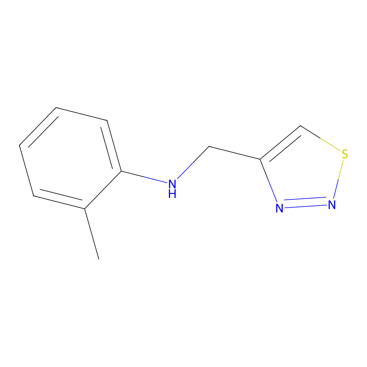 2-methyl-N-[(1,2,3-thiadiazol-4-yl)methyl]aniline molecular structure, CAS 1157057-43-6