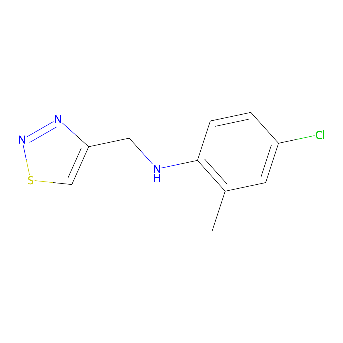4-chloro-2-methyl-N-[(1,2,3-thiadiazol-4-yl)methyl]aniline molecular structure, CAS 1157059-26-1