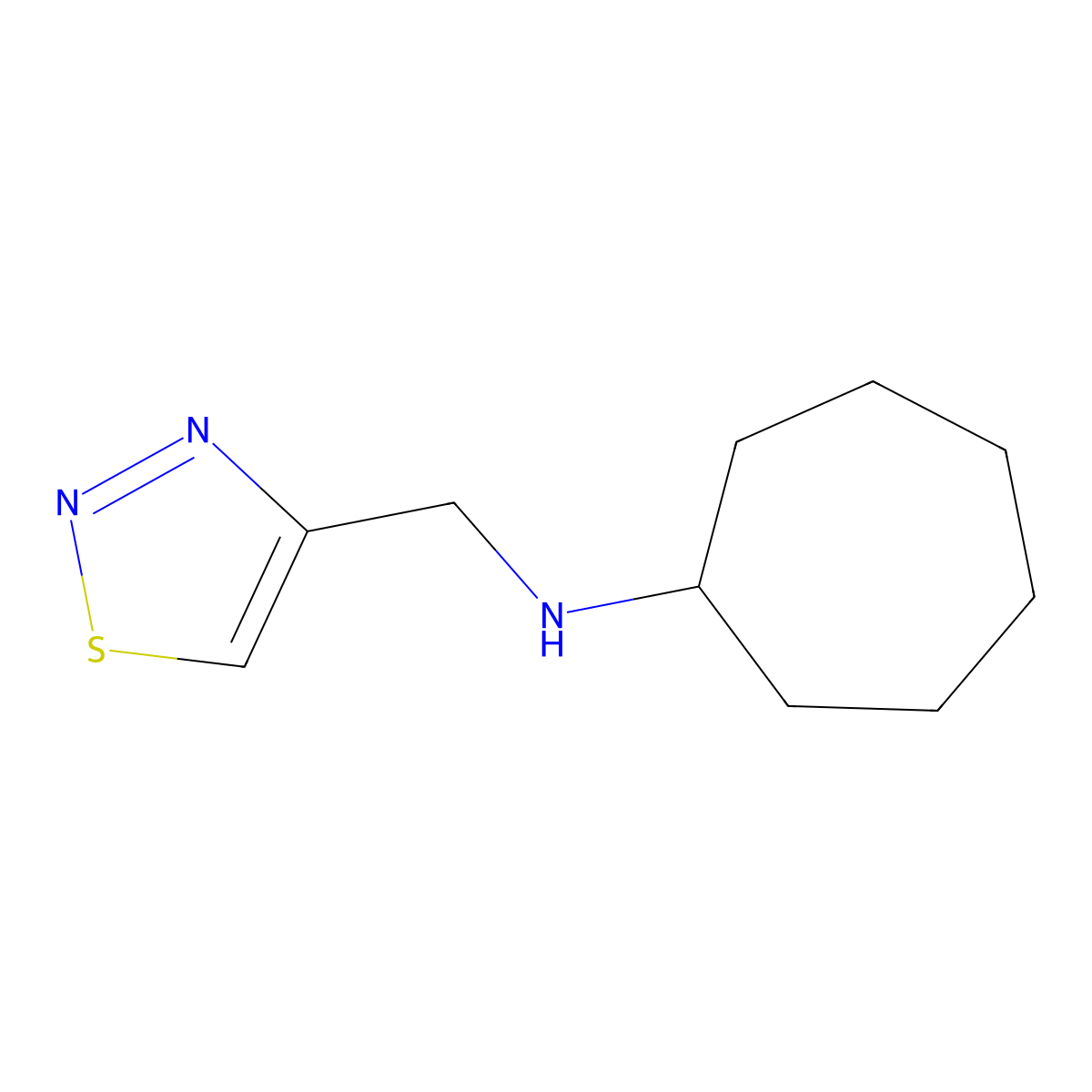 N-[(1,2,3-thiadiazol-4-yl)methyl]cycloheptanamine molecular structure, CAS 1157060-65-5