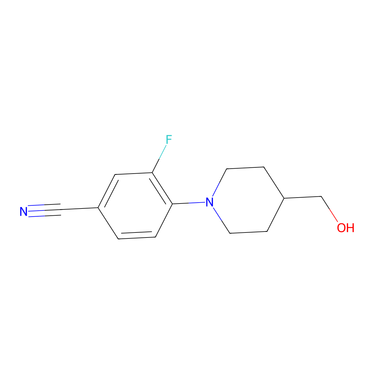 3-Fluoro-4-[4-(hydroxymethyl)piperidin-1-yl]benzonitrile molecular structure, CAS 1157060-75-7