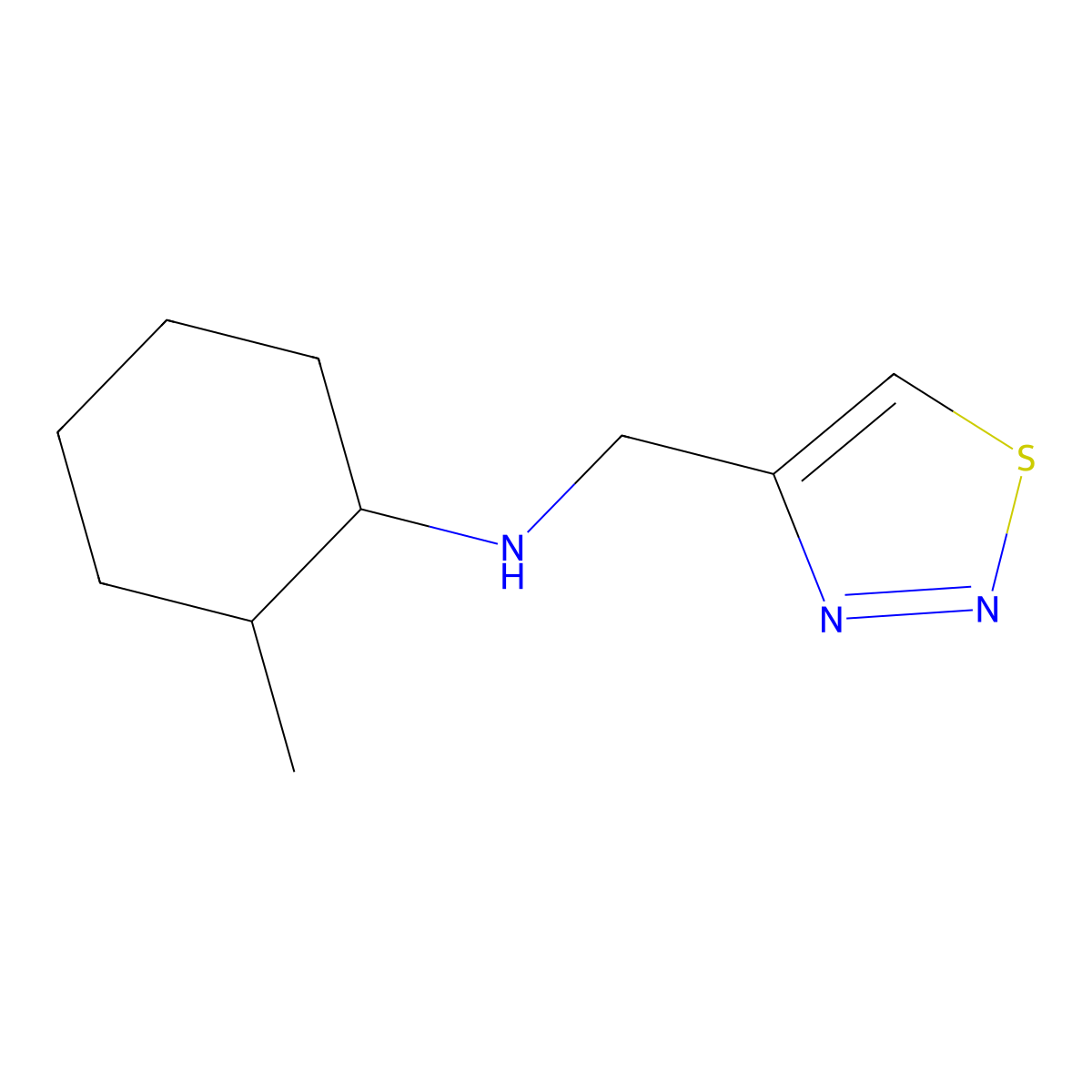 2-methyl-N-[(1,2,3-thiadiazol-4-yl)methyl]cyclohexan-1-amine molecular structure, CAS 1157062-75-3