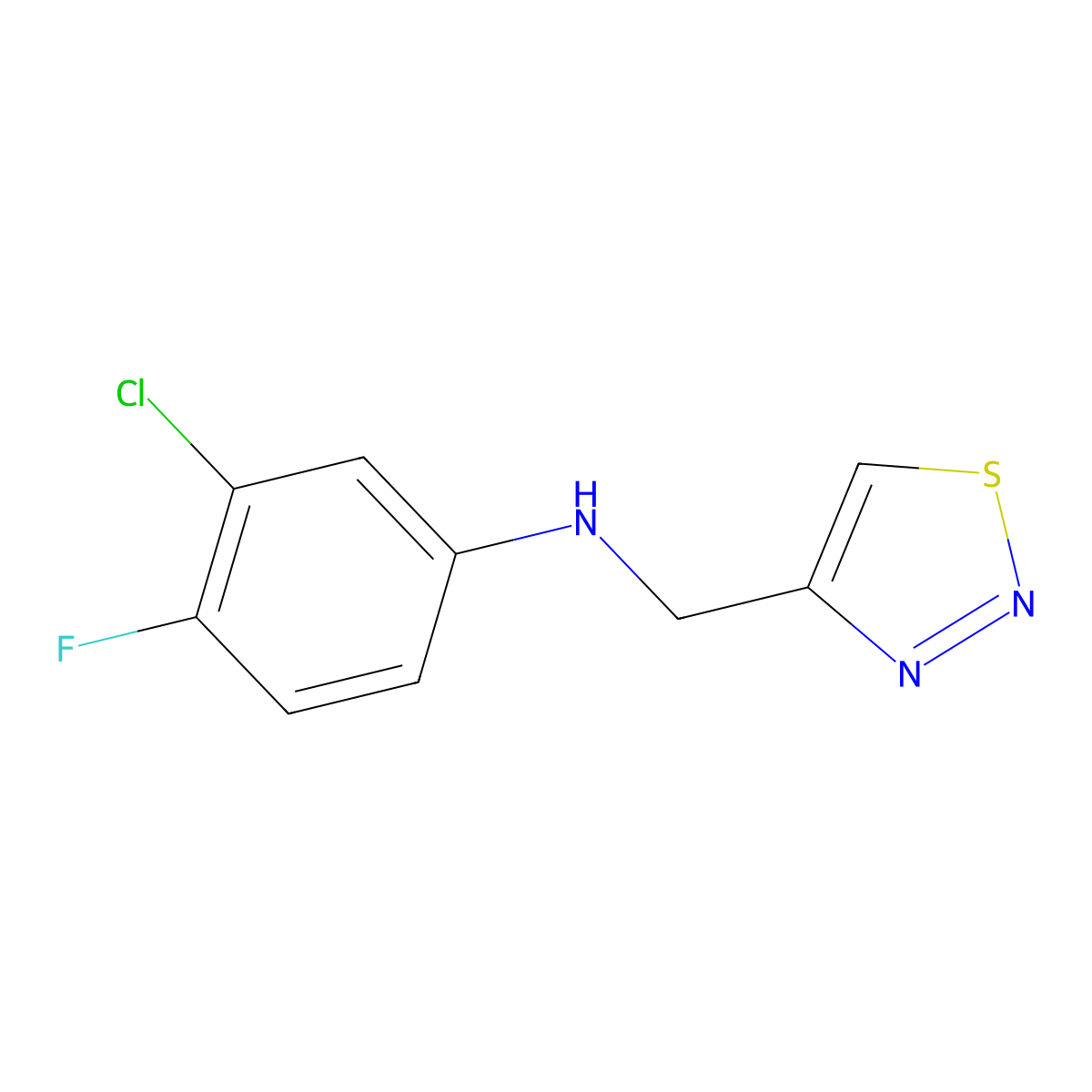 3-chloro-4-fluoro-N-[(1,2,3-thiadiazol-4-yl)methyl]aniline molecular structure, CAS 1157062-79-7