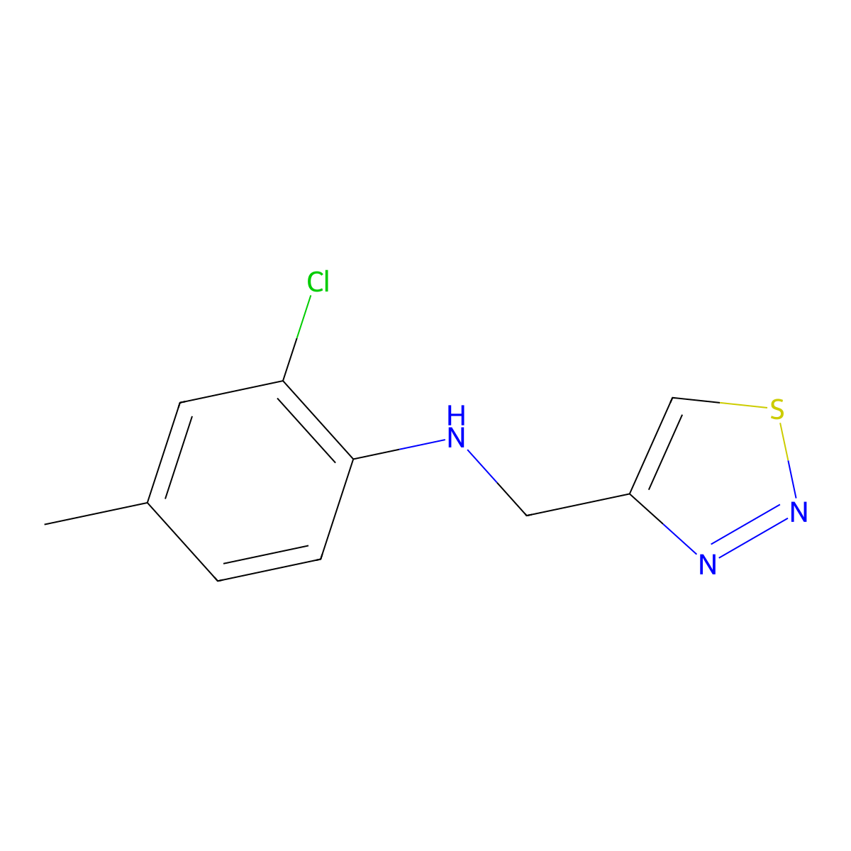2-chloro-4-methyl-N-[(1,2,3-thiadiazol-4-yl)methyl]aniline molecular structure, CAS 1157063-08-5