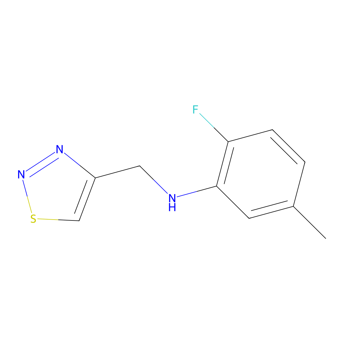2-fluoro-5-methyl-N-[(1,2,3-thiadiazol-4-yl)methyl]aniline molecular structure, CAS 1157063-15-4