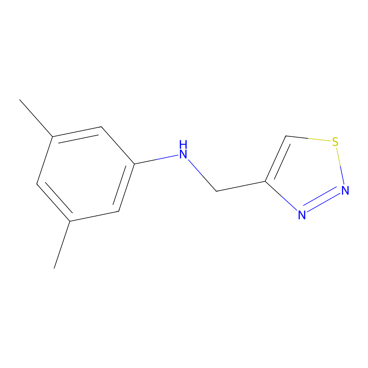 3,5-dimethyl-N-[(1,2,3-thiadiazol-4-yl)methyl]aniline molecular structure, CAS 1157063-16-5