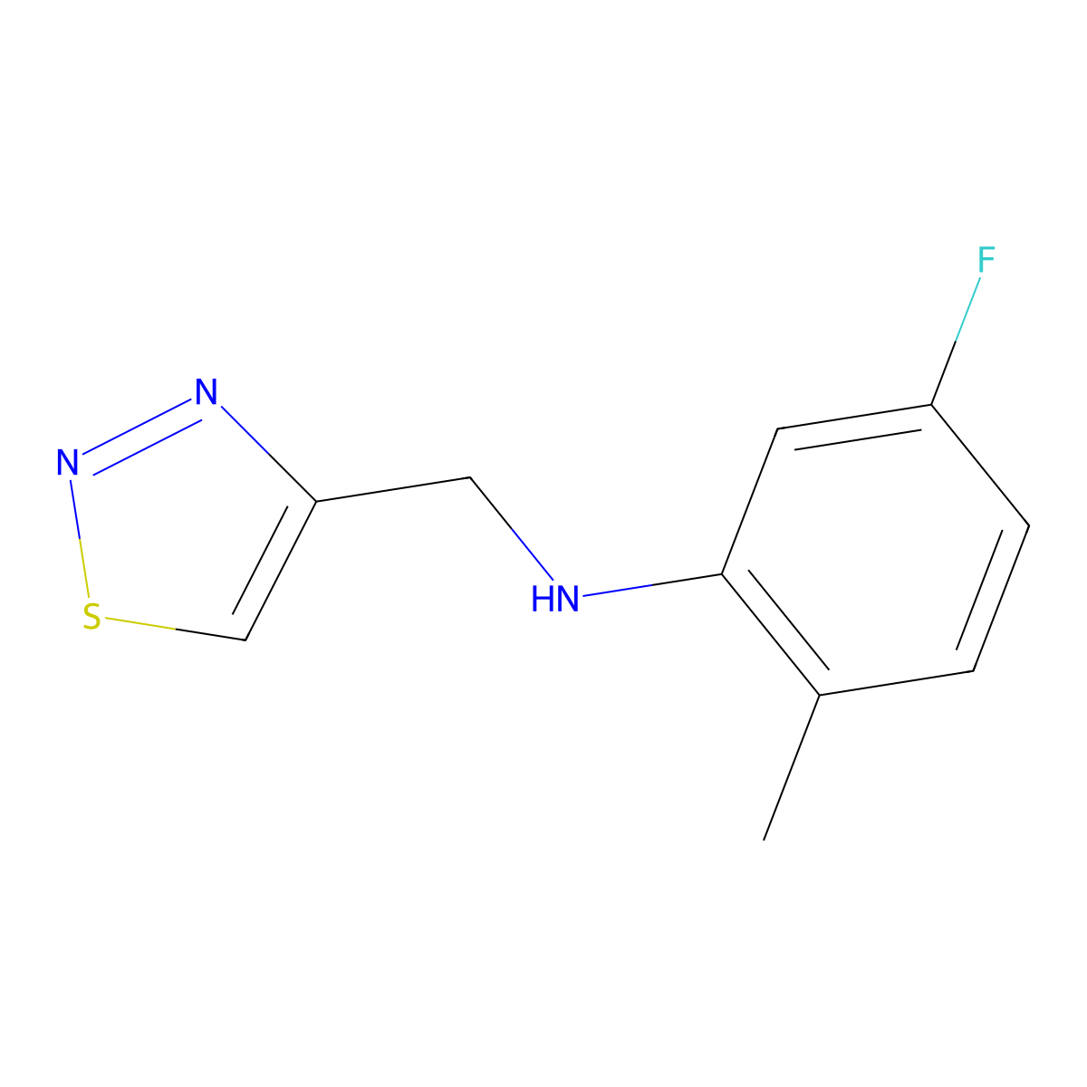 5-fluoro-2-methyl-N-[(1,2,3-thiadiazol-4-yl)methyl]aniline molecular structure, CAS 1157063-28-9