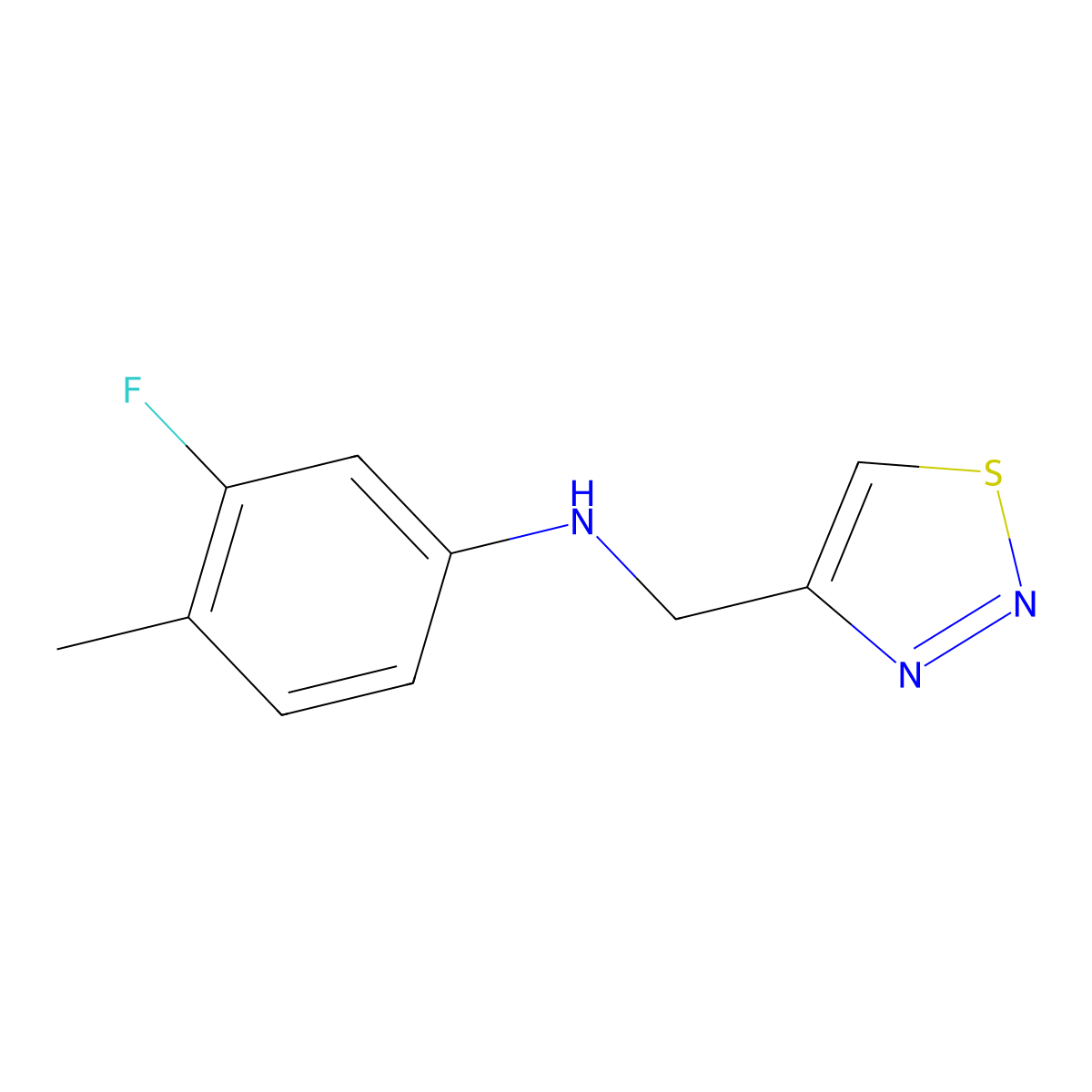 3-fluoro-4-methyl-N-[(1,2,3-thiadiazol-4-yl)methyl]aniline molecular structure, CAS 1157063-53-0