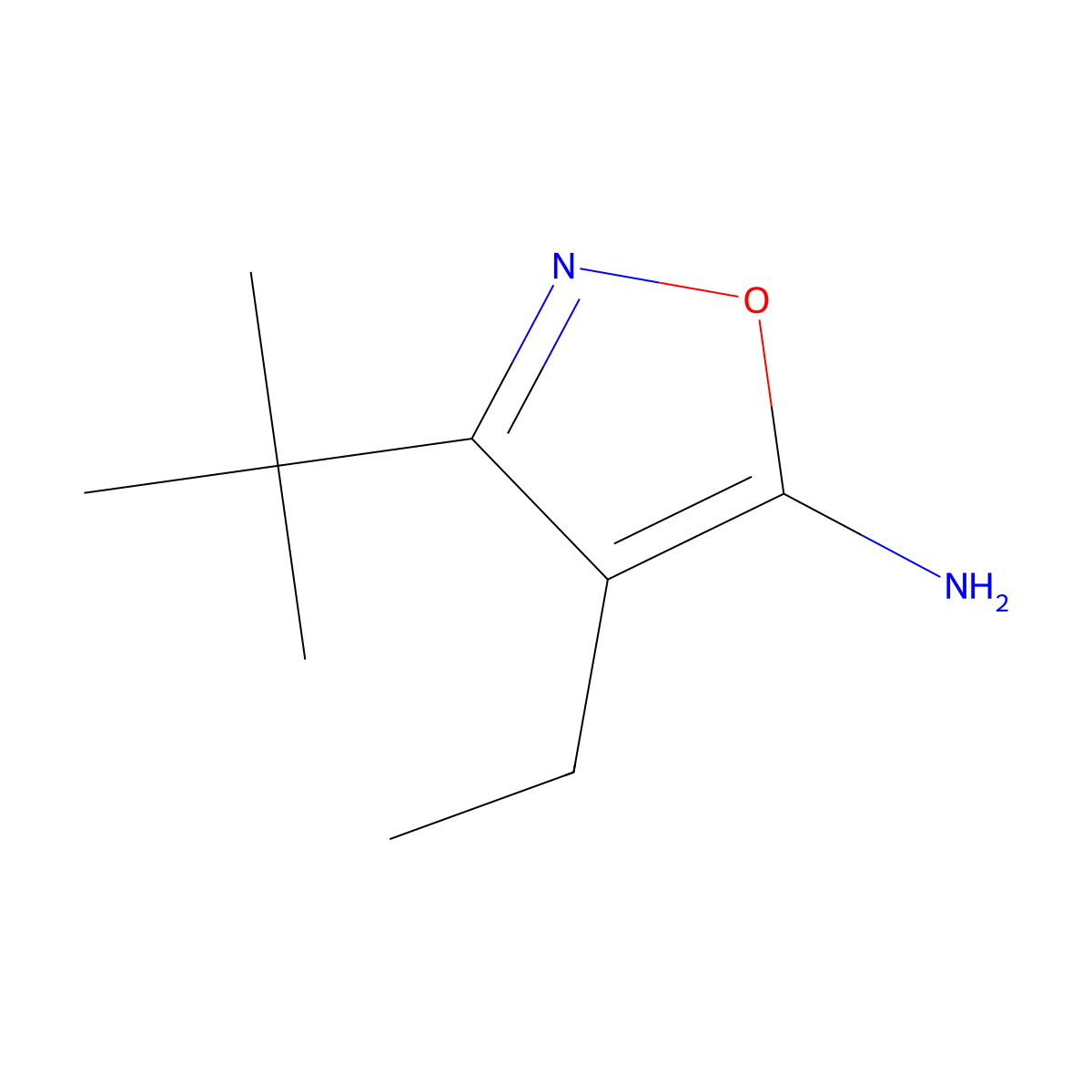3-Tert-butyl-4-ethyl-1,2-oxazol-5-amine molecular structure, CAS 1157065-51-4