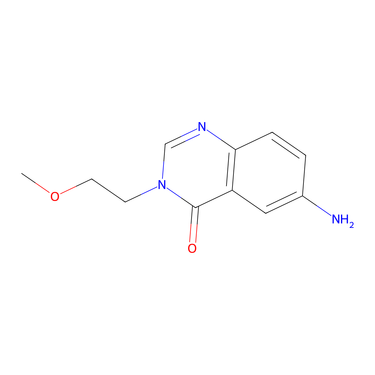 6-amino-3-(2-methoxyethyl)quinazolin-4(3H)-one molecular structure, CAS 1157072-57-5
