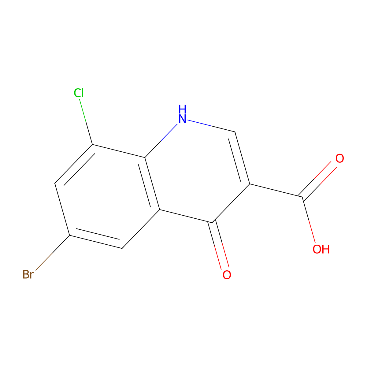 6-Bromo-8-chloro-4-oxo-1,4-dihydroquinoline-3-carboxylic acid molecular structure, CAS 1157088-52-2