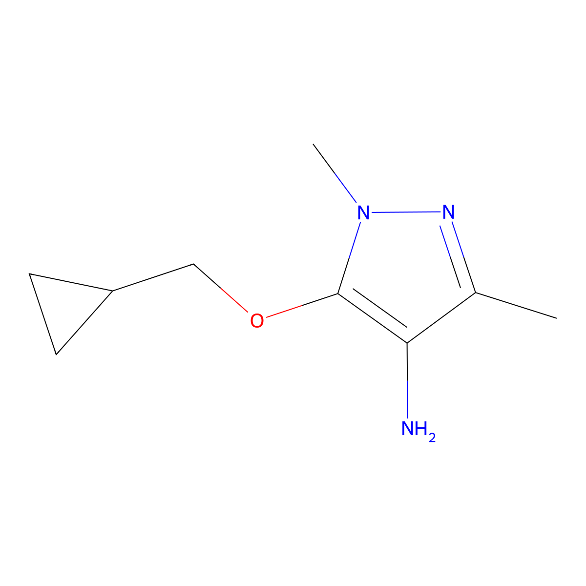 5-(cyclopropylmethoxy)-1,3-dimethyl-1H-pyrazol-4-amine molecular structure, CAS 1157089-94-5
