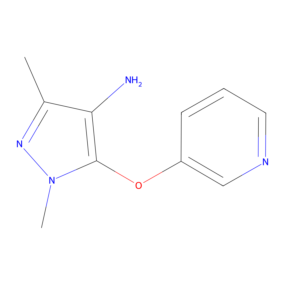 1,3-Dimethyl-5-(pyridin-3-yloxy)-1h-pyrazol-4-amine molecular structure, CAS 1157092-14-2
