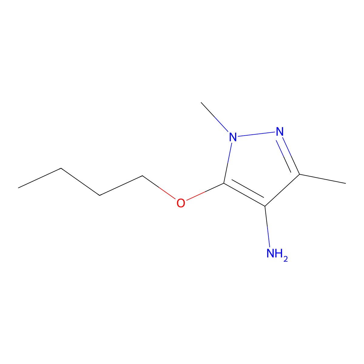 5-Butoxy-1,3-dimethyl-1h-pyrazol-4-amine molecular structure, CAS 1157092-82-4