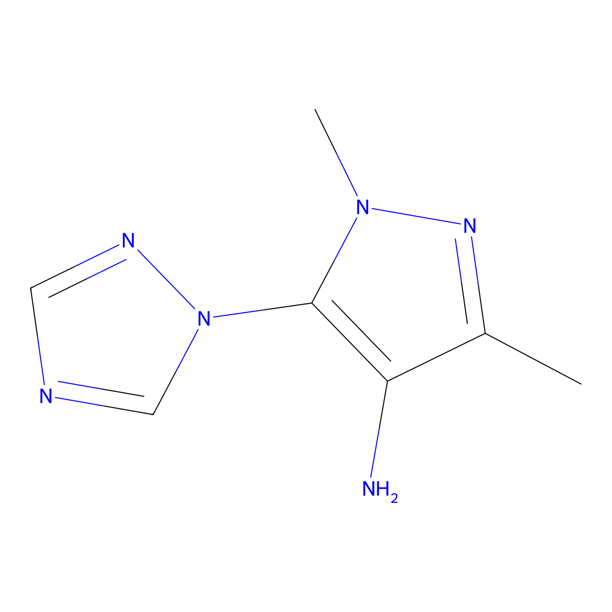 1,3-dimethyl-5-(1H-1,2,4-triazol-1-yl)-1H-pyrazol-4-amine molecular structure, CAS 1157096-49-5