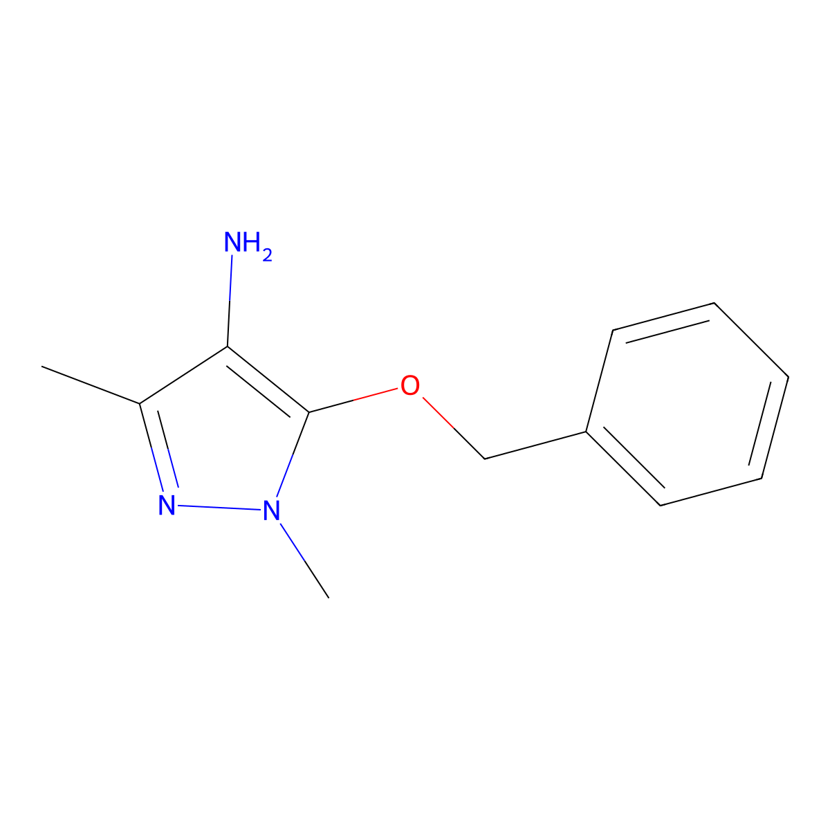5-(Benzyloxy)-1,3-dimethyl-1H-pyrazol-4-amine molecular structure, CAS 1157096-96-2