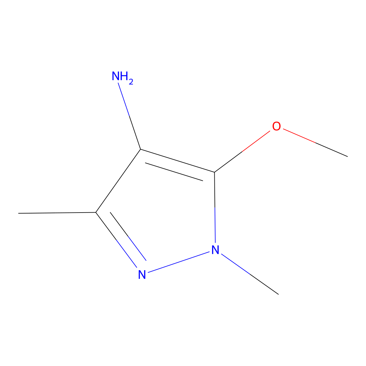 5-methoxy-1,3-dimethyl-1H-pyrazol-4-amine molecular structure, CAS 1157097-11-4