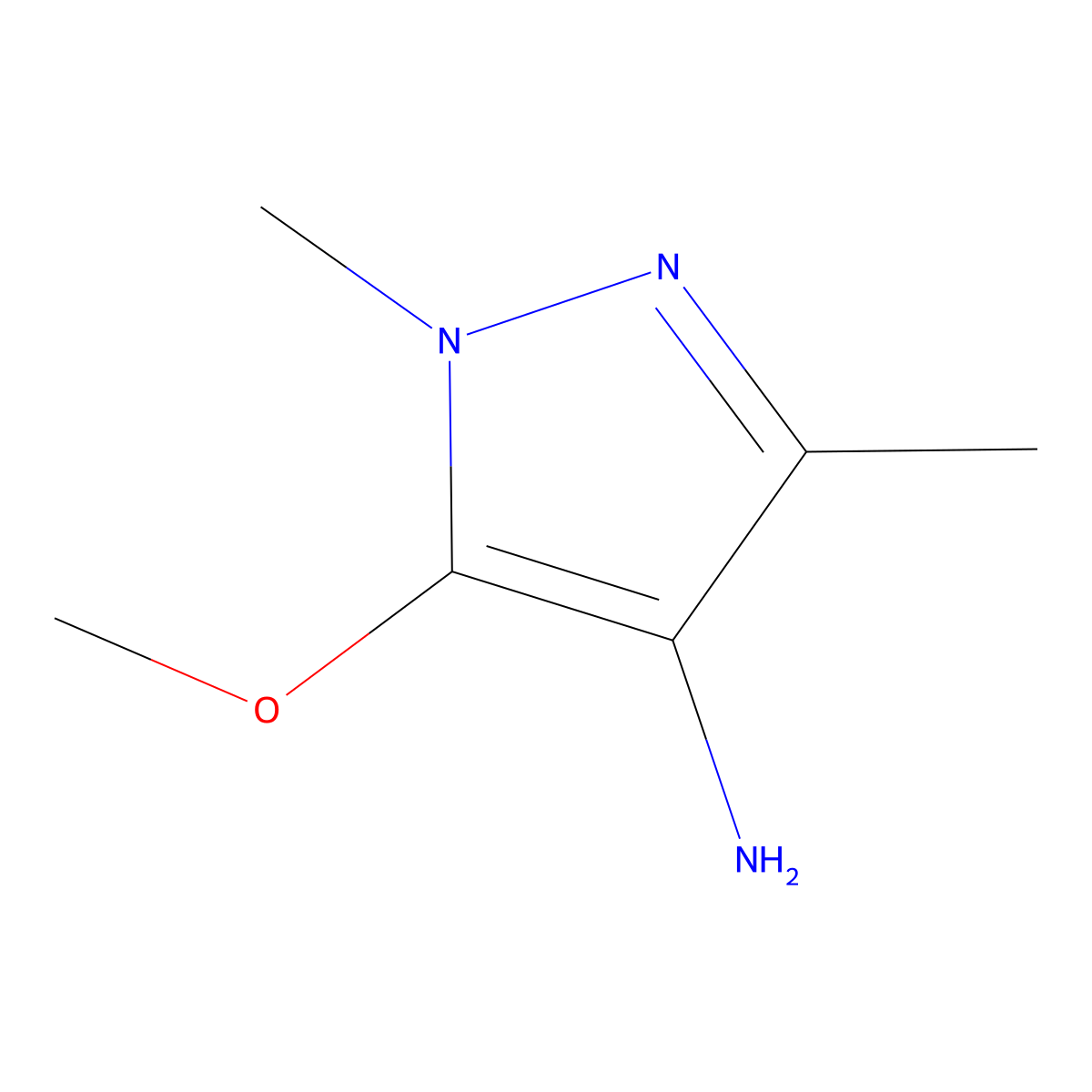 5-methoxy-1,3-dimethyl-1H-pyrazol-4-amine molecular structure, CAS 1157097-11-4