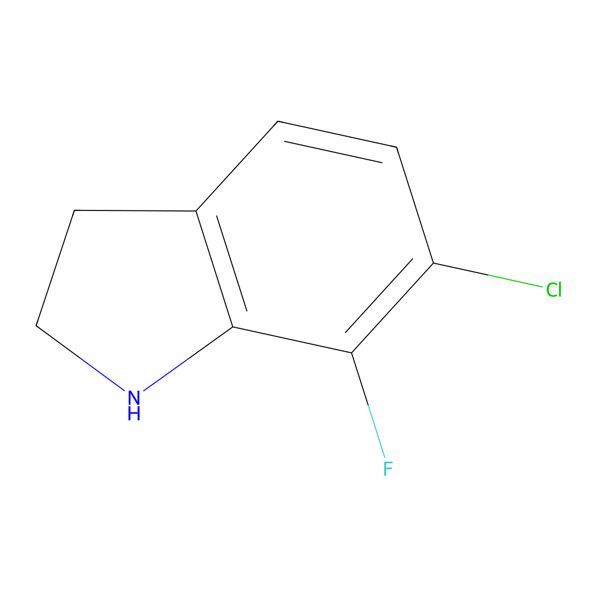 6-chloro-7-fluoro-2,3-dihydro-1H-indole molecular structure, CAS 1157099-21-2