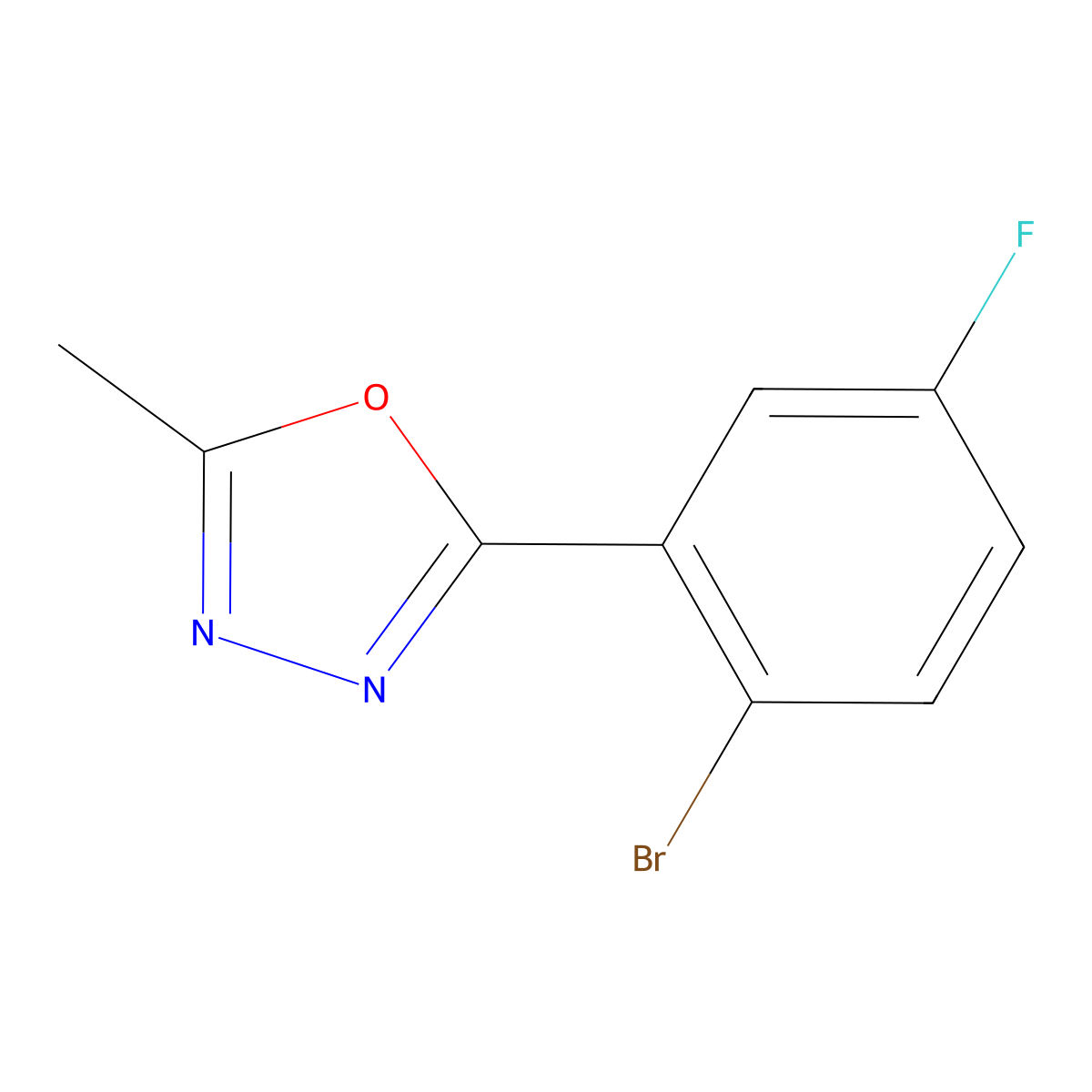 2-(2-Bromo-5-fluorophenyl)-5-methyl-1,3,4-oxadiazole molecular structure, CAS 1157100-69-0