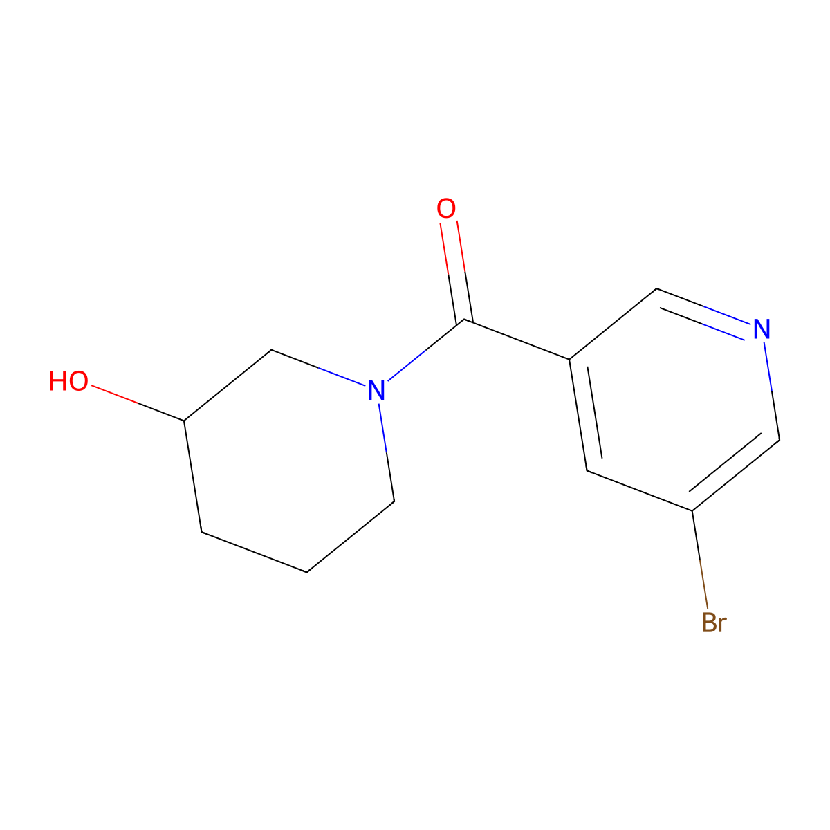 (5-Bromopyridin-3-yl)(3-hydroxypiperidin-1-yl)methanone molecular structure, CAS 1157107-55-5