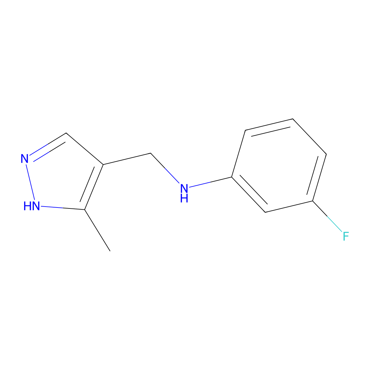 3-fluoro-N-[(3-methyl-1H-pyrazol-4-yl)methyl]aniline molecular structure, CAS 1157108-45-6