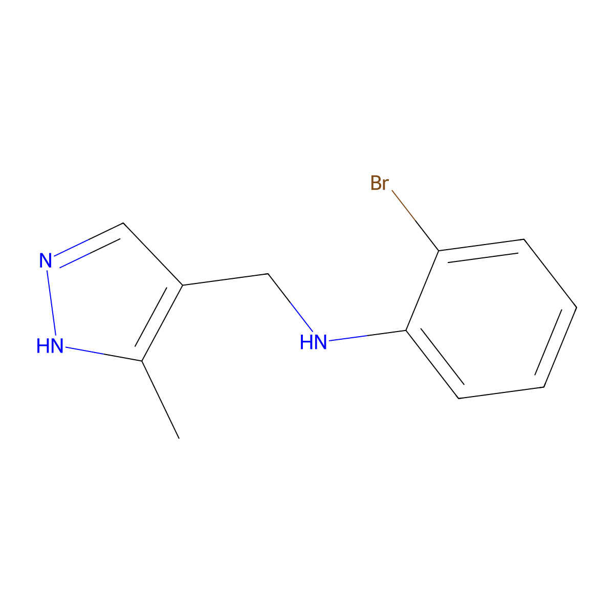 2-Bromo-N-[(3-methyl-1H-pyrazol-4-yl)methyl]aniline molecular structure, CAS 1157108-55-8