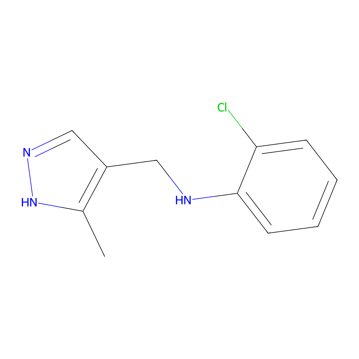 2-Chloro-N-[(3-methyl-1H-pyrazol-4-yl)methyl]aniline molecular structure, CAS 1157108-84-3