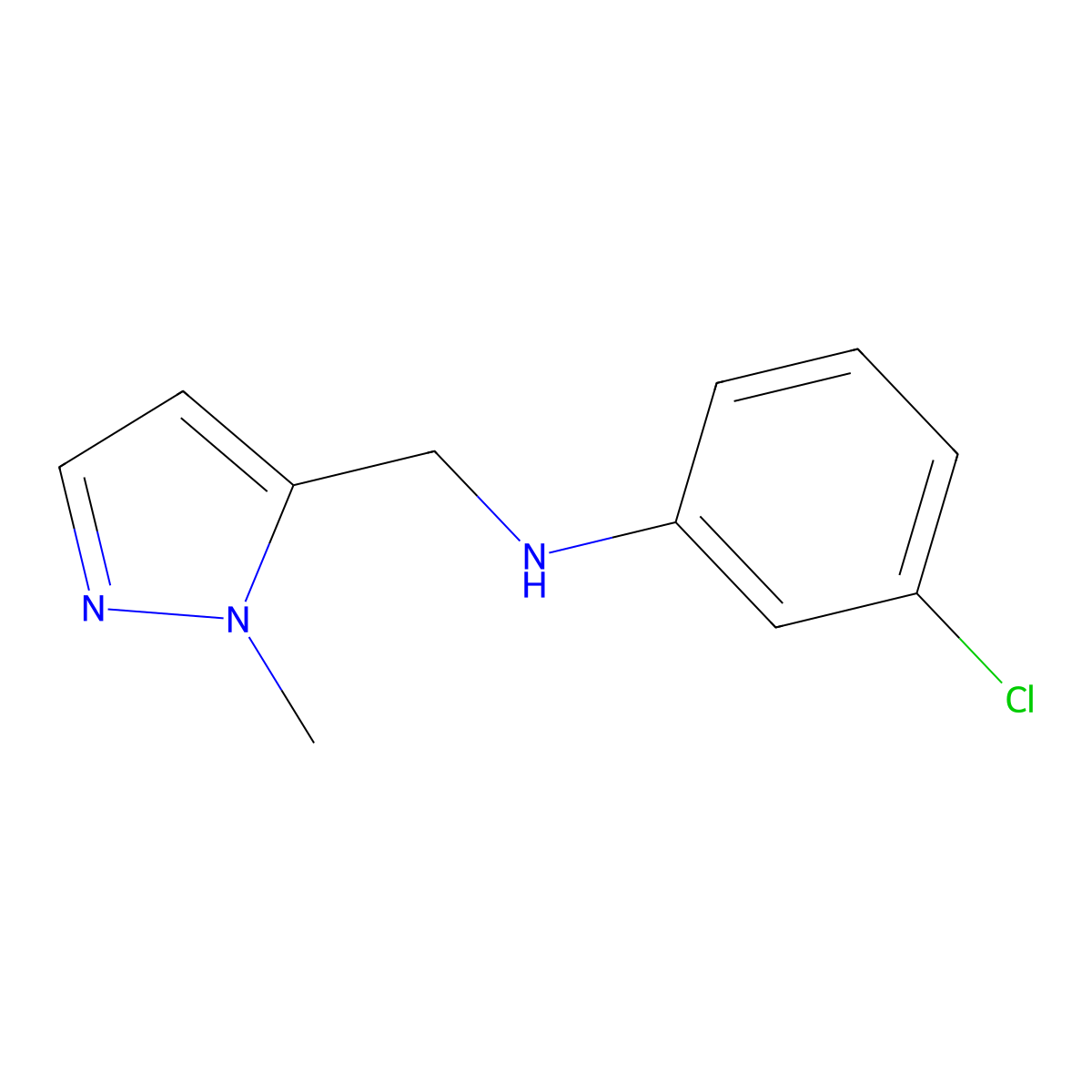 3-Chloro-N-[(1-methyl-1H-pyrazol-5-yl)methyl]aniline molecular structure, CAS 1157109-57-3