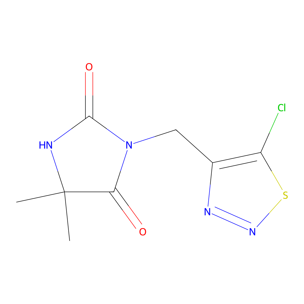 3-[(5-Chloro-1,2,3-thiadiazol-4-yl)methyl]-5,5-dimethylimidazolidine-2,4-dione molecular structure, CAS 1157111-08-4