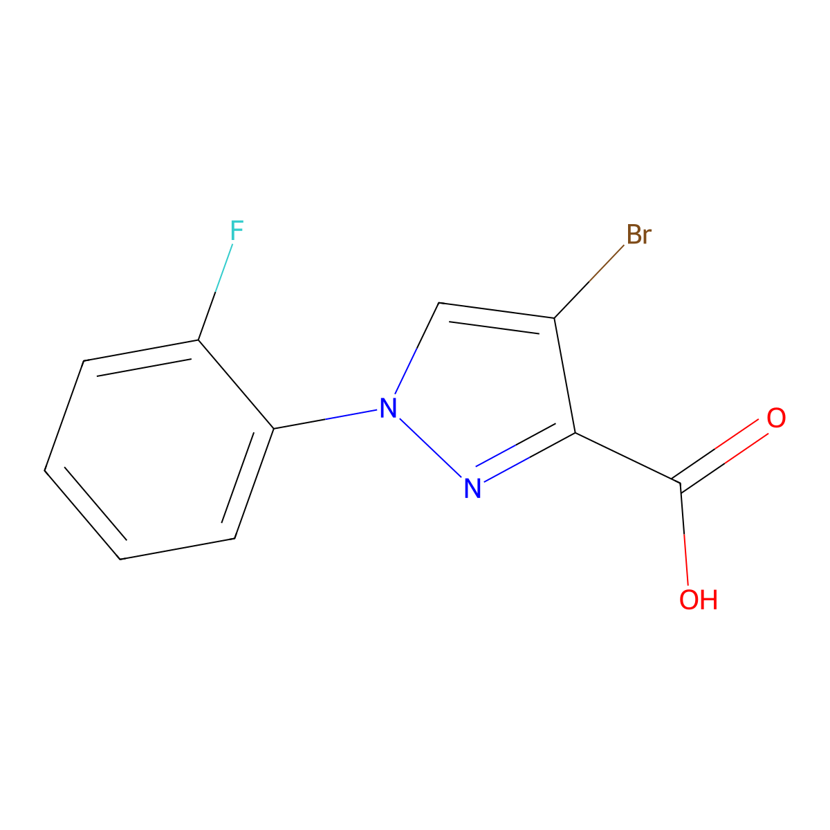 4-bromo-1-(2-fluorophenyl)-1H-pyrazole-3-carboxylic acid molecular structure, CAS 1157114-86-7